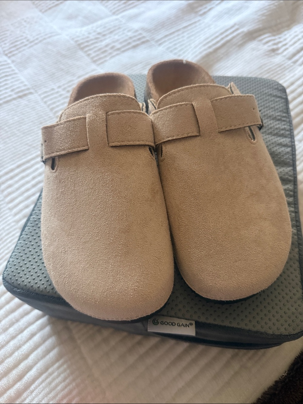 SHEIN Beige Suede Slip-On Clog Mules
